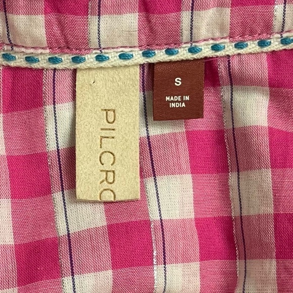 Anthropologie | Pilcro  Western Button Shirt Deb Pink Gingham Ombre Size Small - Picture 8 of 8